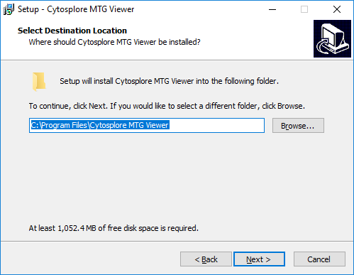 Cytosplore Viewer Installer Location Dialog