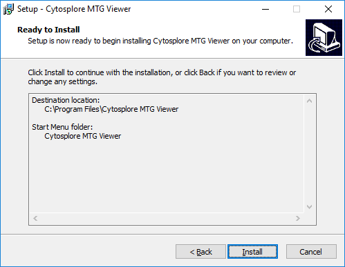 Cytosplore Viewer Installer Summary Dialog